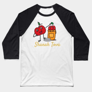 Shana Tova greeting with cute apple and honey Baseball T-Shirt